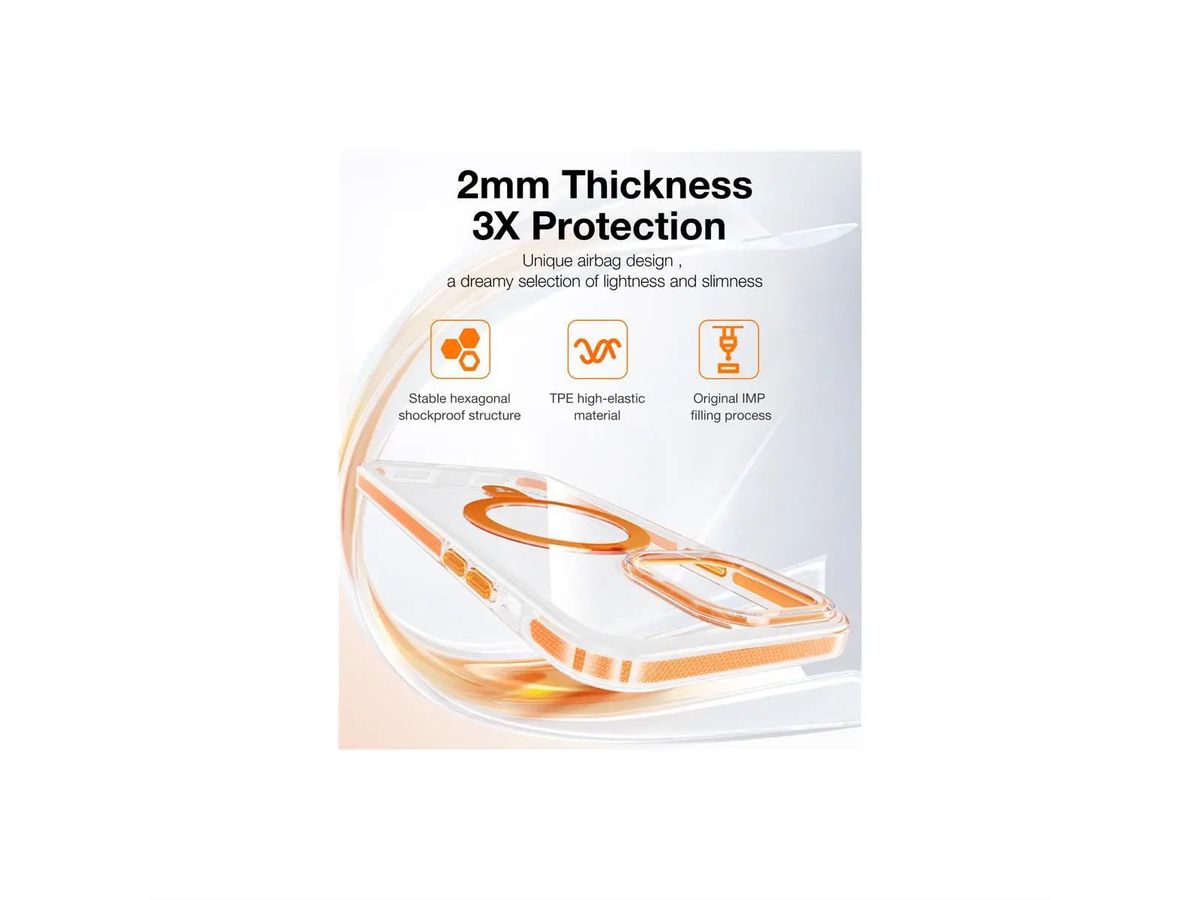 Torras UPRO Ostand Hue Case, iPhone 15 Pro, MagSafe, transparent