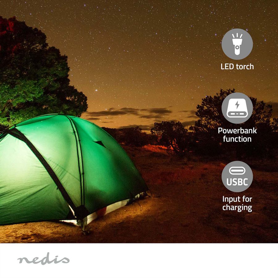 Nedis Notfallradio DAB FM mit Handkurbel Solarpanel und Powerbank, Tragbares Notfallradio fuer Notfaelle, Camping und Outdoor Anwendungen