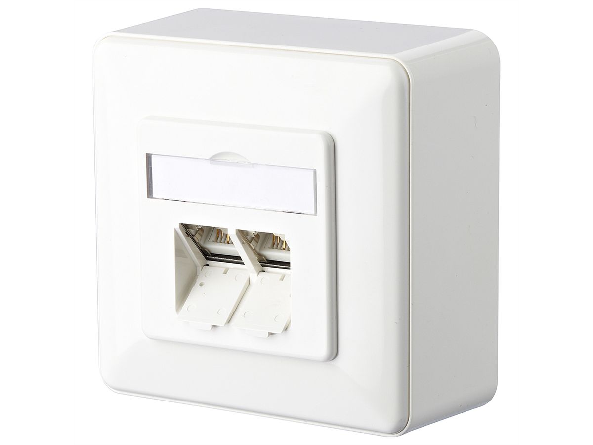 METZ CONNECT E-DAT C6A Prise, 2 ports, apparent (AP), blanc pur