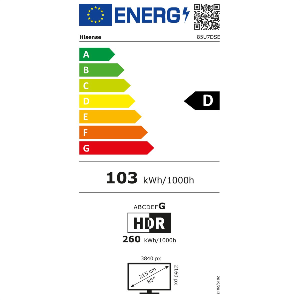 Hisense TV 85U7DSE 85", Mini-LED 4K, 144Hz, 1300 Nits