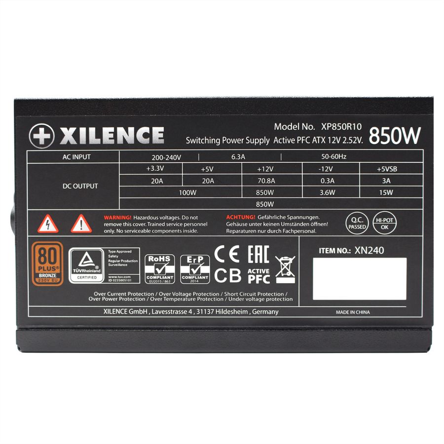 Xilence XP850R10 850W Alimentation PC, 80+ Bronze, Gaming, ATX