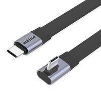 ROLINE USB4 2.0 Flachkabel, C–C, ST/ST, 8K UHD-2, 80Gbit/s, 240W, einseitig 90°-gewinkelt, schwarz, 0,8 m