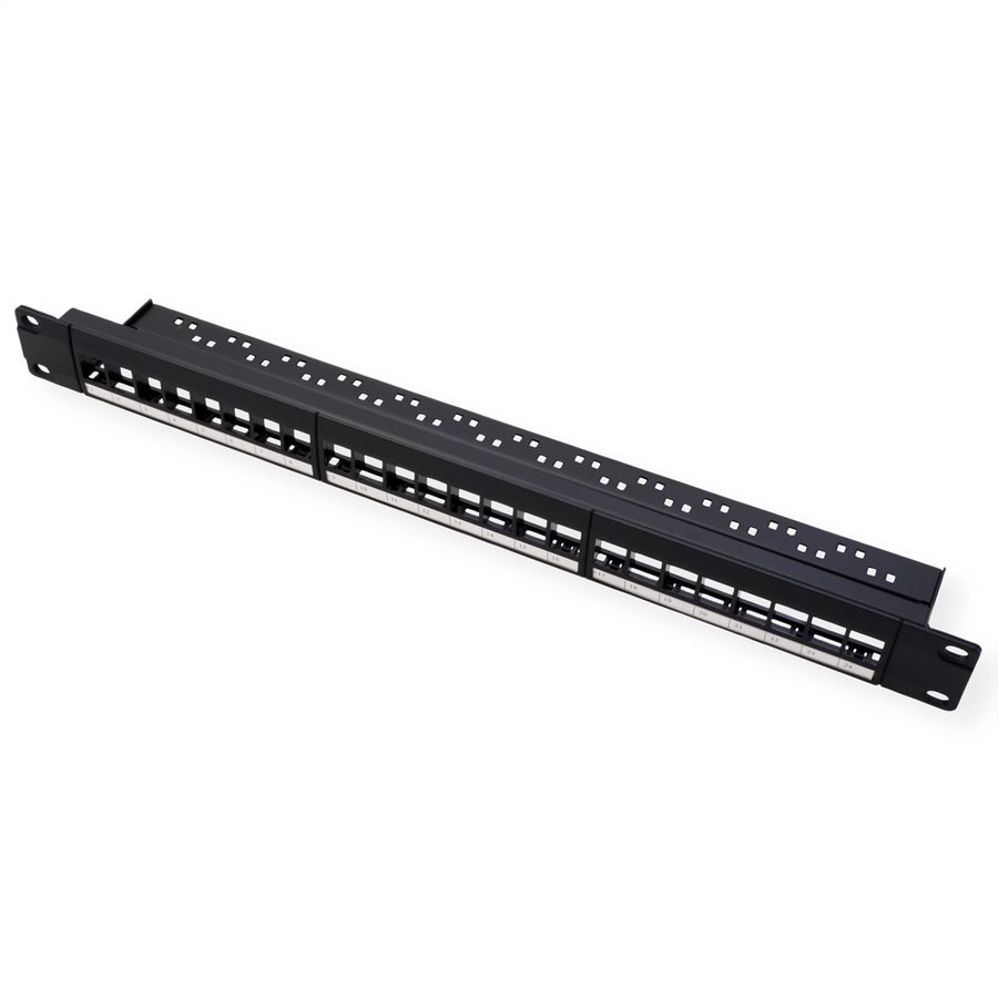 VALUE 19-Zoll-Keystone-Modulträger, 24 Ports, 1HE, ungeschirmt, schwarz