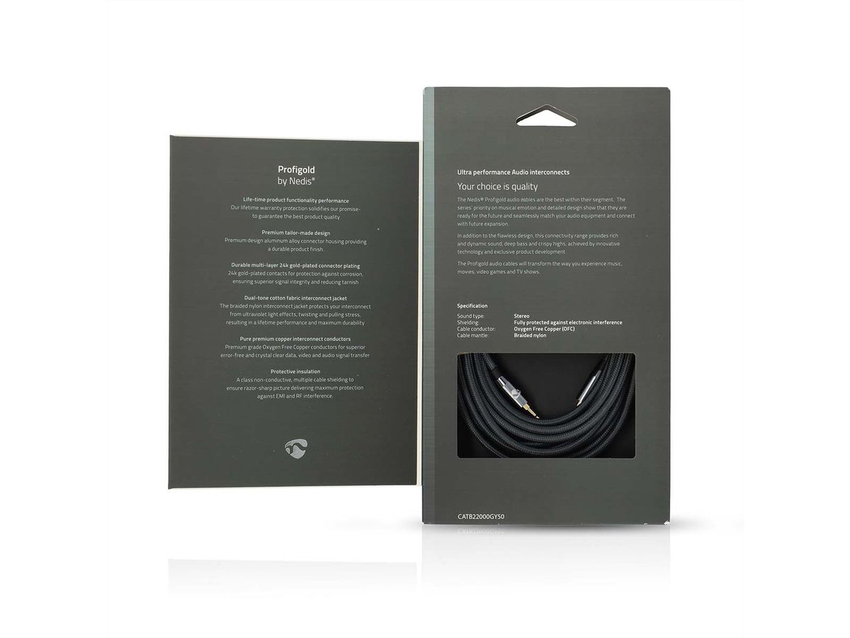 Nedis Câble 3.5mm M / M, gris, 5 m