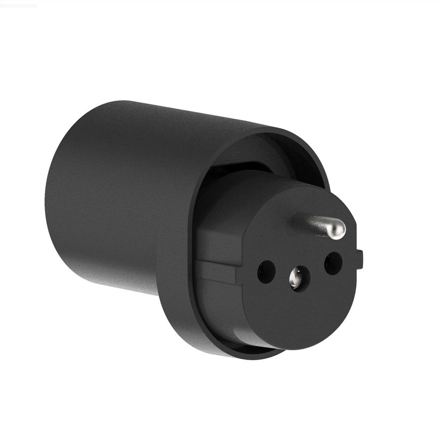 Adaptateur fixe D, prise de sécurité/CH, 3 pôles, T12, noir