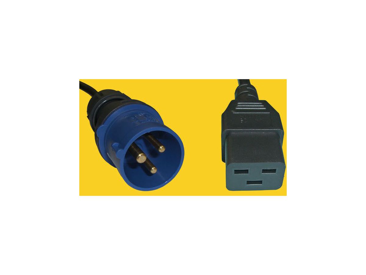 Netzkabel IEC60309 CEE16 Stecker auf Buchse C19, 16A/230V 3m, 3 m