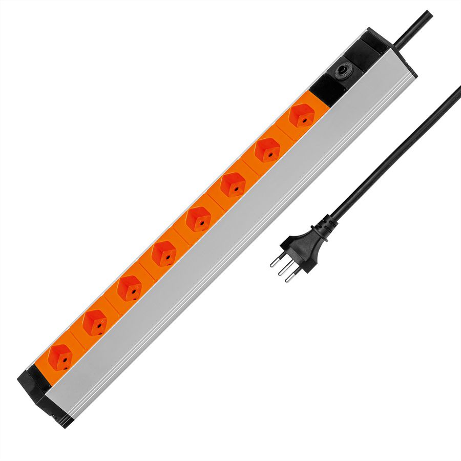 Steffen Alu Modular 19 Zoll Steckdosenleiste, 8xT13, orange