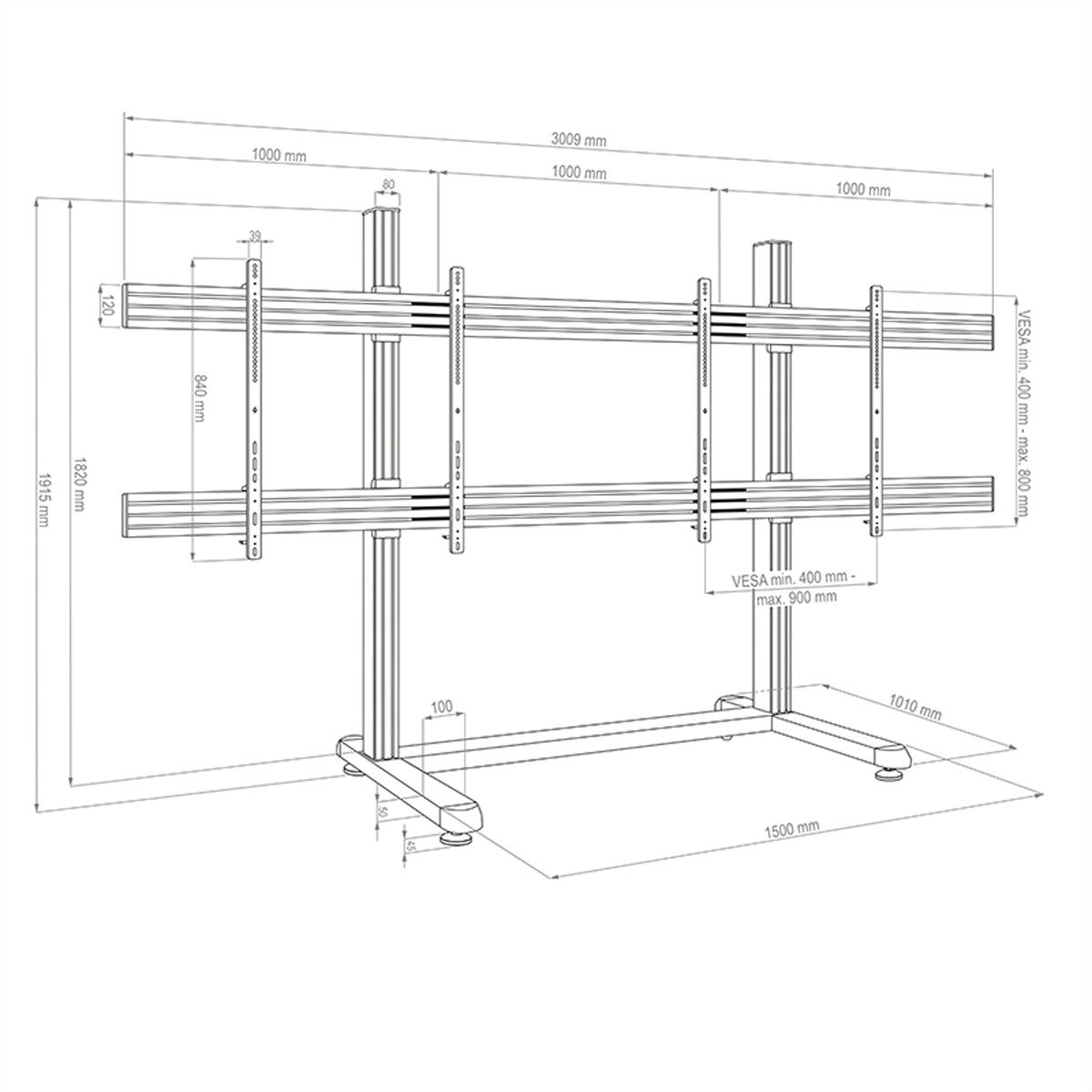 Hagor Mobiles Standsystem CPS Floorstand 2x 75-86"