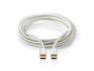 Nedis Câble USB 2.0, Type C-C, M/M, 100W, argent, 2m