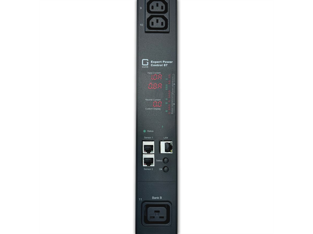 GUDE EPC 87-1210-18 20-fach switched & metered PDU, vertikaler Einbau 0HE, schwarz, 135 cm