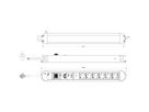 BACHMANN PRIMO Bâti de prises 6x contact de protection, protection totale de l'appareil Interrupteur, 1,75 m
